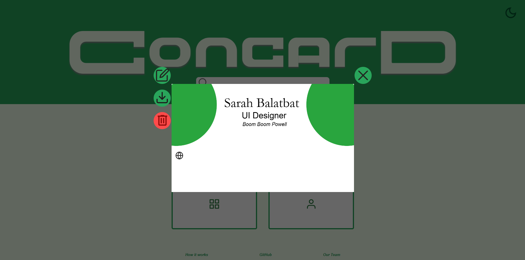 Favorite card viewer on the home page